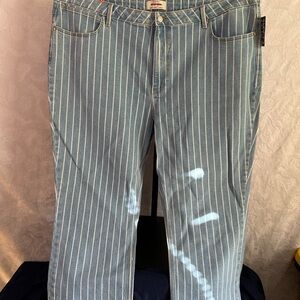 Wrangler Blue Denim Pinstripe Straight Leg Jeans